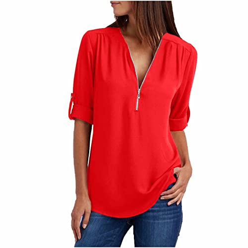 V Neck Chiffon T Shirts for Women Fall Summer Loose Fit Long Basic Tops Shirts Women 20242