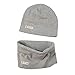 LACOFIA Conjunto de Sombrero y Bufanda de Cuello para bebé ninos y Ninas Gorro de algodón Recien Nacido Sombreros de Punto y pañuelos de Cuello Infantiles Gris Claro 0-6 Meses