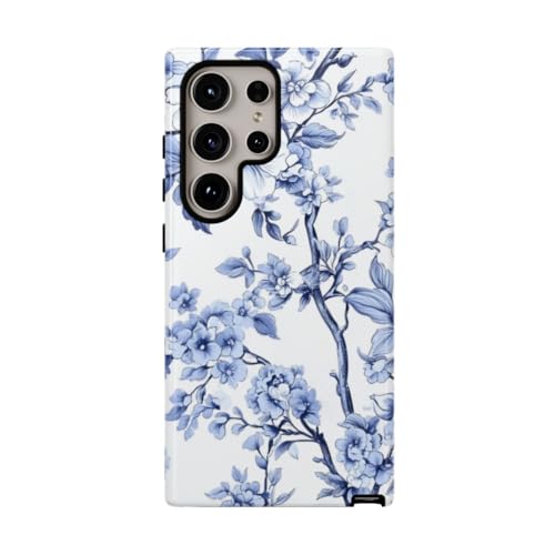 Coque fleur bleue Samsung S24 Ultra pour un style rétro