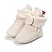 Baby Booties Newborn Baby Fluffy Slippers Cute Infant Crib Shoes Cozy Cotton Warm Boots with Non Skid Bottom 6-12Months Beige