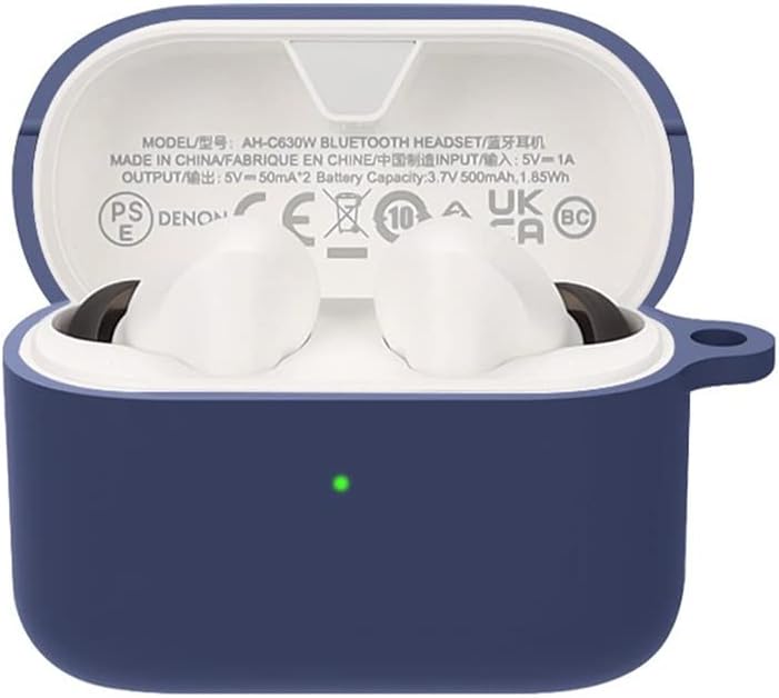 DAYJOY Soft Silicone Protective Case Cover Compatible with Denon AH-C830W Earbuds Protective Skin Sleeve with Key Chain (Blue)