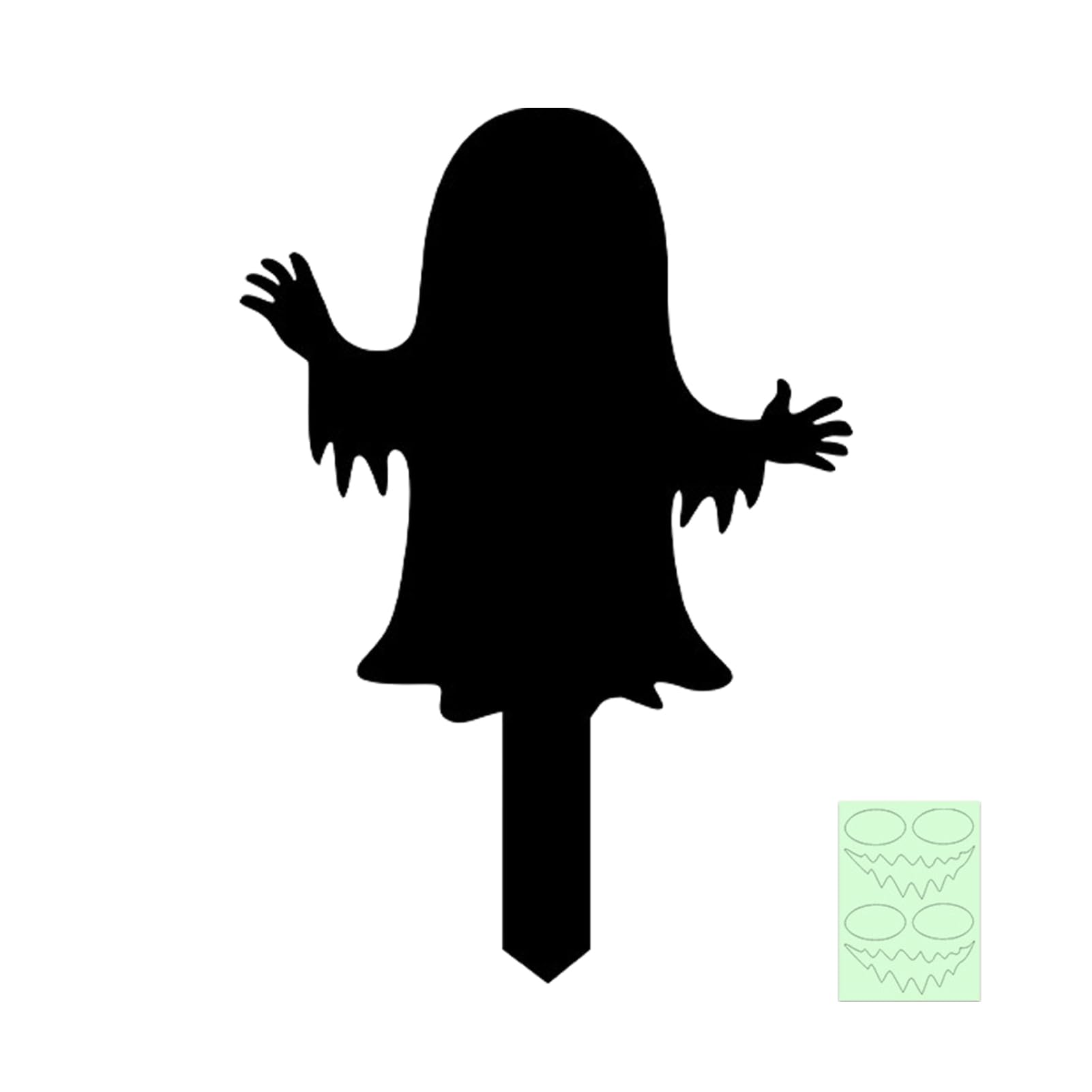 ZhzeYun Halloween Garden Stakes, Spooky Black Cat Ghost Silhouette Yard Sign with Glow-in-the-dark Eyes, Waterproof Acrylic Lawn Decoration for Outdoor Pathway, 3pcs C