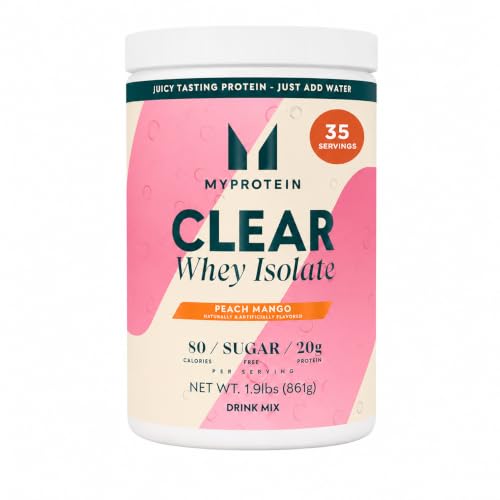 Image of Myprotein Clear Whey Isolate Protein Powder, 35 Servings (1.9lbs) Peach Mango, 20g Protein per Serving, Naturally Flavored Drink Mix, Daily Protein Intake for Superior Performance