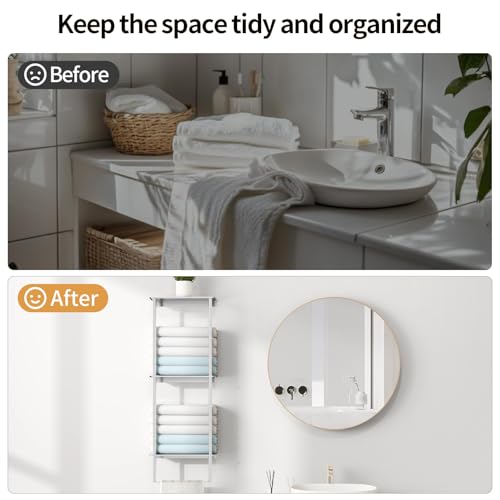 Towel Racks for Bathroom, 3 Tier Towel Rack with Shelf and Towel Bar, Wall Mounted Towel Rack, Towel Storage and Organizer - Brushed Nickel - Thumbnail 6