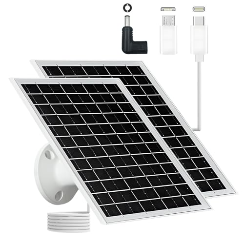 Image of Newconny 5V 6W USB Solar Panel Portable 5 Volt 6 Watt High Efficiency Monocrystalline Solar Panel Charger Type-C Micro USB C DC Port for Camera Fan Camping Lantern Etc (2 Pack White)