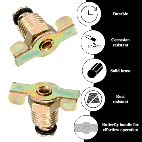 3Pcs Brass Wing Nut Drain Valve