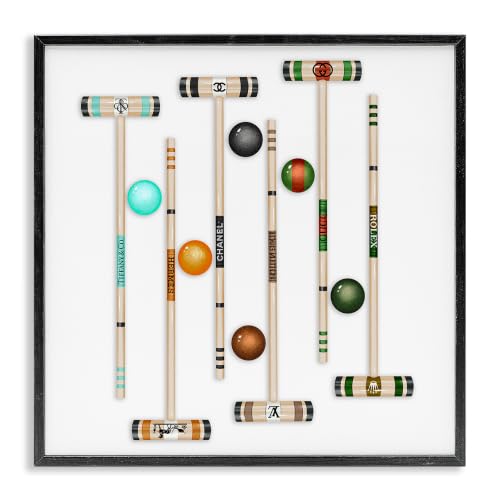 Glam Croquet Fashion Graphic, 12 x 12 Inch Framed Giclée Print