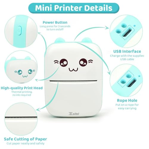 Image of Magicwand Dinosaur Inkless Portable Mini Thermal Bluetooth Printer Compatible with Any iOS & Android Mobile Device for Birthday Messages,Notes,Journal