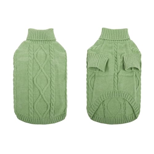 Queenmore Hundepullover Kleine Hunde Wärme Dackel Hundepulli Strick Pullover Hund Strickmantel Mit Zopfmuster Hundepullover Französische Bulldogge Bulldog Chihuahua Katzen Corgi, Grün, S