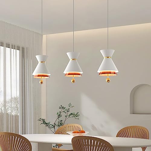 Lustre LED en métal blanc au design unique et intensité variable