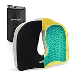 Carttiya Cojín Coxis para Silla - Cojín Ergonomico para Asiento de Gel, Cojin Coxis para Silla Oficina, Cojines para Silla Gaming, Coche, Ruedas, Funda de Malla Extraíble, Negro