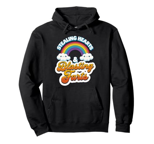 Stealing hearts & blasting farts lustiger valentinstags-regenbogen pullover hoodie