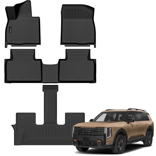 Auxko All Weather Floor Mats Fit for Kia Telluride 2027 7&8 Seater (Gasoline Not for Hybrid) TPE Rubber Liners Set All Season Guard Odorless Anti-Slip Floor Mats
