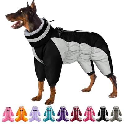 SUNFURA Full Body Dog Jacket Waterproof Dog Coat with Legs for Large Dogs