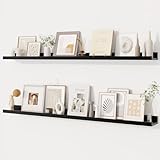 Dreamland Picture Ledge Shelf for Wall, Floating Shelves Set of 2, 48 Inch Long Floating Shelves with Lip for Living Room, Bedroom, Bathroom, Kitchen, Black