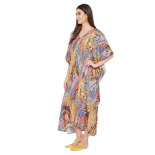Image of Oussum Women Plus Size Kaftan Kimono Loose Maxi summer dresses for women Beach 3 /4 Sleeve Casual lounge dress Boho