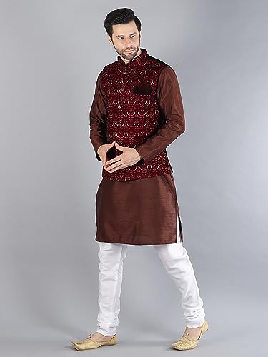 Image of Uri and MacKenzie Men's Silk Blend Kurta Pajama with Designer Ethnic Nehru Jacket /Modi Jacket