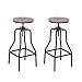 IKAYAA Juego de 2 Taburetes de Bar Estilo Industrial Altura Ajustable Sillas de Comedor