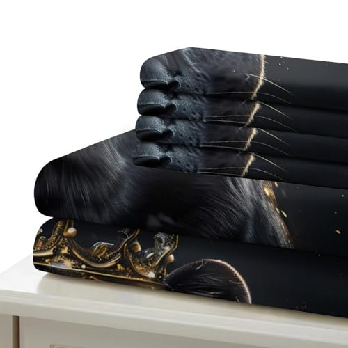 Parure de lit panthère noire 140x200 cm microfibre haut de gamme