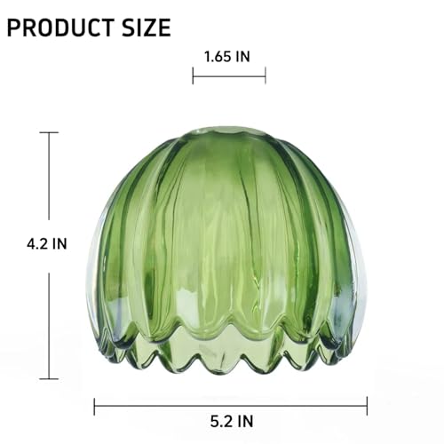 Glass Green Tulip Lamp Shades, Small Flower Lampshades,Replacement Mini Lamp Shade for Floor Lamp Table Wall Lamp Chandelier Decor (Green-2) by Sewterolyn - Used condition - Image 2