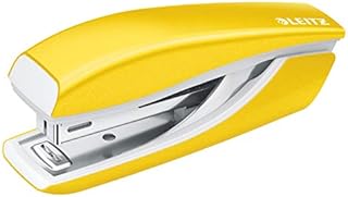 Leitz, Zszywacz Mini Leitz NeXXt WOW, Zszywa do 10 Kartek, Ergonomiczna, Metalowa Obudowa, Opakowanie Zszywek w Komplecie, Kolekcja WOW, Żółty, 55281016
