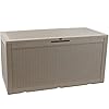 Sunnydaze Outdoor Deck Box Lockable Package Delivery Box Weather Resistant Outdoor Storage Bin 100 Gallon Faux Resin Driftwood