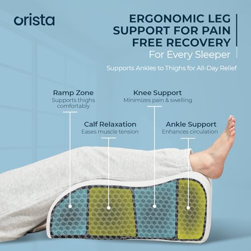 Image of Orista Contour Leg Elevation Pillow I Orthopedic Memory Foam Wedge for Pain Relief, Swelling, Varicose Veins & Post-Surgery Recovery I Washable Cover & 2-Year Warranty