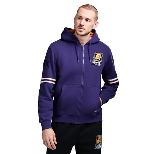 GAME 7 x NBA Officially Licensed Men's Full-Zip Up Long Sleeve Hooded Fleece Sweatshirt, Phoenix Suns, XXL, Purple