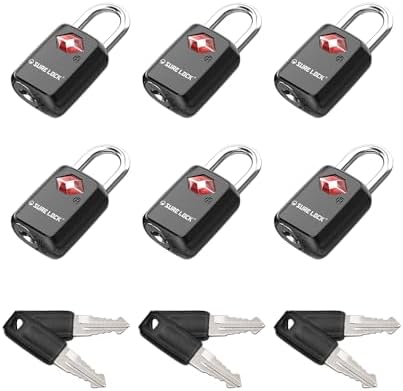 SURE LOCK Mini TSA Approved Keyed Luggage Lock โ One Key Opens All, Fits Tight Zipper Gaps & Small Pull Holes, Compact Travel Lock for Suitcases, Backpacks & Handbags