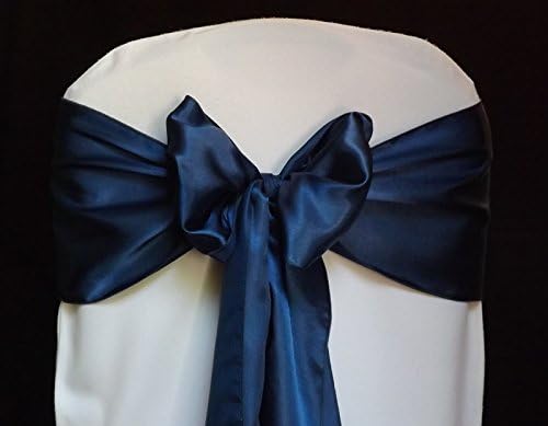 MDS 100 Satin Chair Sashes Bow Wedding and Events Supplies Party Decoration - Navy Blue