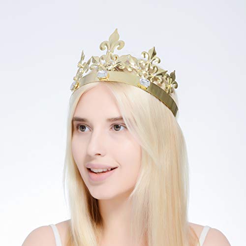 Dczerong Adult Men Women Queen Crown King Crown Birthday Prom King Crown Queen Rhinestone Crown Gold Metal Cake Topper Wedding Bridal Homecoming Costume Cosplay Crowns Tiara #TOP7