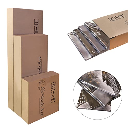 Noah Art-Modern Black And White Canvas Prints, Paris Eiffel Tower Cityscape Artwork Landscape Painting Architecture Poster Art On Canvas, 4 Piece Wall Art Gallery Wrapped Canvas Wall Decor For Bedroom #TOP5