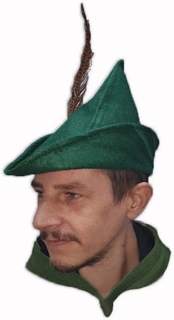 The Dragons Den Adults Robin Hood Archer Novelty Hat With Feather Medieval Outlaw World Book Day Fancy Dress
