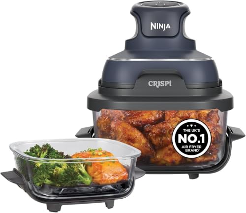 Ninja CRISPi Portable Air Fryer 3.8L & 1.4L 4 in 1 Air Fry Roast Keep Warm Recrisp Space Saving Compact Design 2 Removable Glass Containers and Lids 1700W