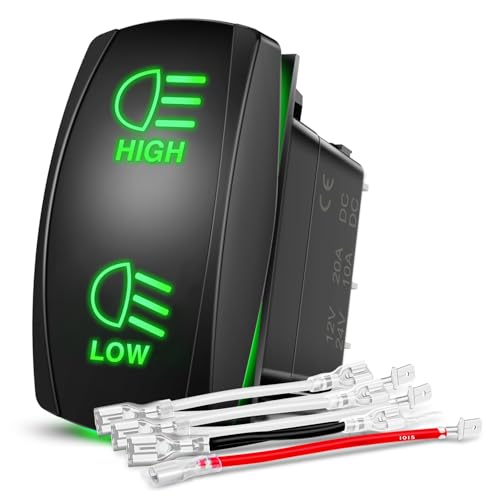 Nilight High Low Beam Headlights Rocker Switch 7Pin Jumper Wires Green