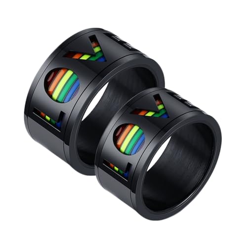 Alliance fiançailles couple bague anneau acier inoxydable anti stress LGBT