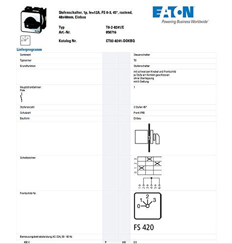 Eaton 050716 Step Switch Contacts 3 20 Front Pads: 0/3 3 Steps 45 Degrees, rastend, Fitting, Black - Image 3