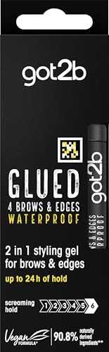 got2b Glued 4 Brows + Edges Waterproof Gel 16ml Strong Hold Brow & Edge Styling Gel Long-Lasting Non-Sticky Flake-Free Finish for Brows and Baby Hairs