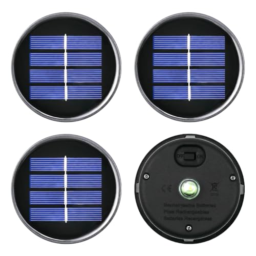 Suevut 4 Pièces Lampe Solaire de Rechange avec Ampoule LED, Remplacement de Couvercles Solaires 8cm pour Lanterne Suspendue Extérieure, Lumière Solaire Jardin DIY, Décoration de Patio et Terrasse