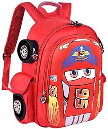 QWZY Kid Toddler Boys Girls Backpack Waterproof Cartoon Truck Car Child Snack School Bag Kindergarten Backpack (Red)