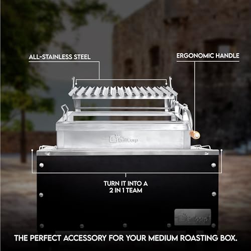 Grillcorp Medium Argentine Grill – Portable & Built-in 100% Stainless Steel BBQ with Lifting System & Drip Pan – Fits Medium Grillcorp Roasting Box – Outdoor Cooking & Camping Accessory - Image 6
