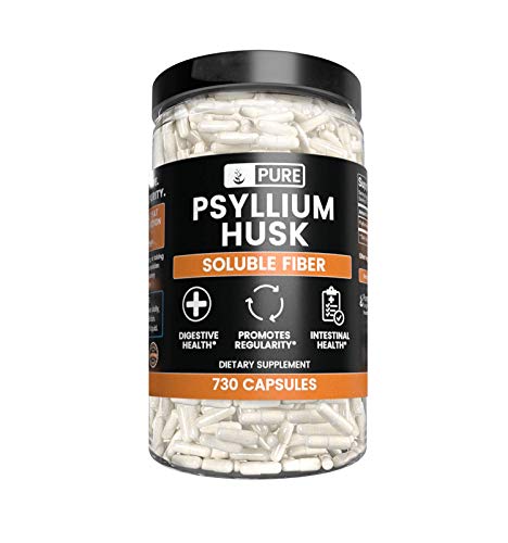 Pure Psyllium Husk (730 Capsules) Potent, Natural Source & Gluten-Free, Made in USA (1575 mg Serving)