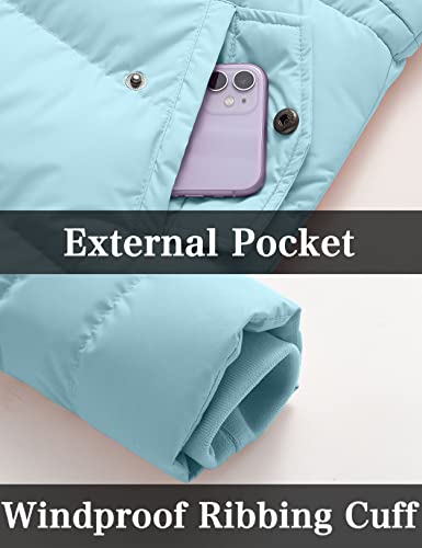 Szory Girl's Winter Warm Thicken Coats Windproof Long Jackets With Removable Fur Trim (Light Blue,6-7) #TOP5