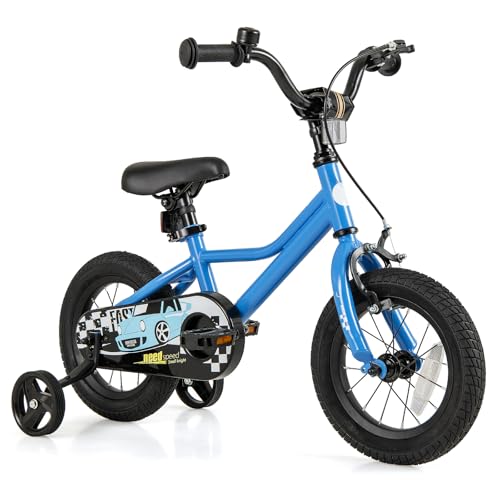 Image of BABY JOY Kids Bike, 12 14 16 18 Inches Car Pattern Sporty Bicycle w /Removable Training Wheels, Hand & Coaster Brakes, Adjustable Seat & Handlebar, Girls Boys Bike