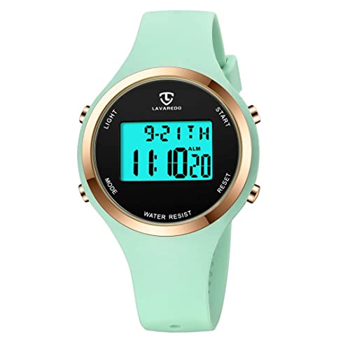 aswan watch Reloj Digital para Mujer con Alarma, Luz LED Night Display, Cronómetro, Calendario, Indicador de Hora 12/24 Horas y Luz Deportiva con Correa de Silicona aswan watch Reloj Digital para Mujer con Alarma, Luz LED Night Display, Cronómetro, Calendario, Indicador de Hora 12/24 Horas y Luz Deportiva con Correa de Silicona