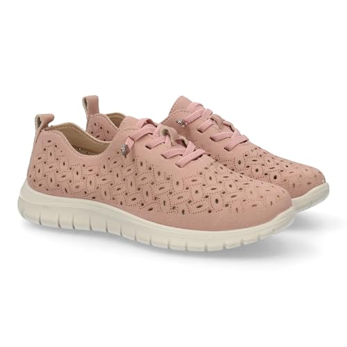 101861 Zapatilla Casual Mujer con calados. Cierre Comodo sin Esfuerzo. Suela Ligera y Acolchada con Cuna Combinar con Looks Informales, Paseos o Actividades cotidianas. Rosa Talla 38