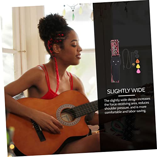 FAVOMOTO 1 Set Guitar Strap Vintage Ceinture Boho Ceinture Électrique Guitare Picks Sangle De Guitare Folk Acoustique Sangle De Guitare En Cuir Sangle De Guitare En Métal Rouge Guitare - Les Beatles, Paul McCartney, John Lennon, RIngo Starr, George Harrison FAVOMOTO 1 Set Guitar Strap Vintage Ceinture Boho Ceinture Électrique Guitare Picks Sangle De Guitare Folk Acoustique Sangle De Guitare En Cuir Sangle De Guitare En Métal Rouge Guitare – Image 5
