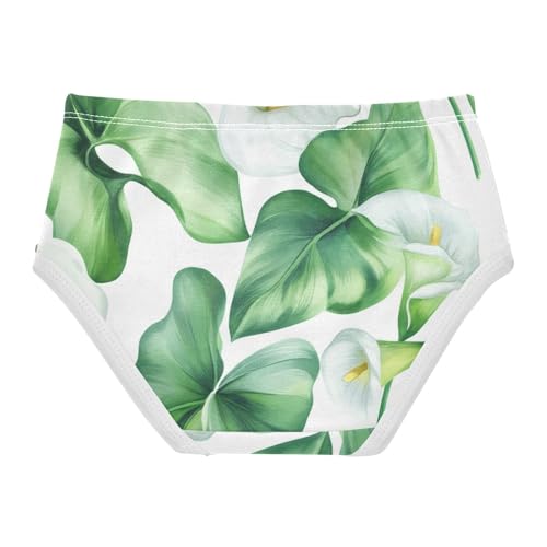 Cotton Girls Underwear Toddler White Calla Lilies Green Leaves Panties Little Girl Bright Briefs Kids Undies 2t2