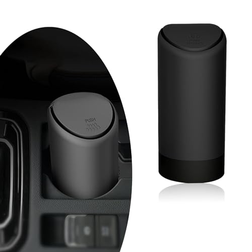 getfay 1 Pack Car Trash Can Replacement, Automatic Rebound Design, 2.5In x 6.2In Cylindrical Soft Silicone Automotive Storage Accessories, Universal Waterproof Vehicle Trash Bucket (Black)