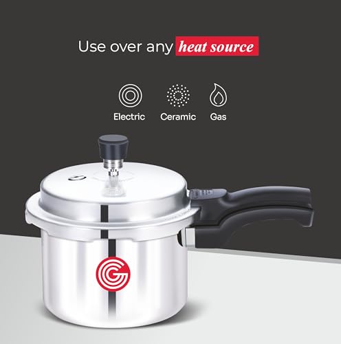 Image of Globe Meta Cook 2 Litre Aluminium Outer Lid Induction Base Pressure Cooker (Silver) | BIS & ISI Certified | 6 Years Warranty